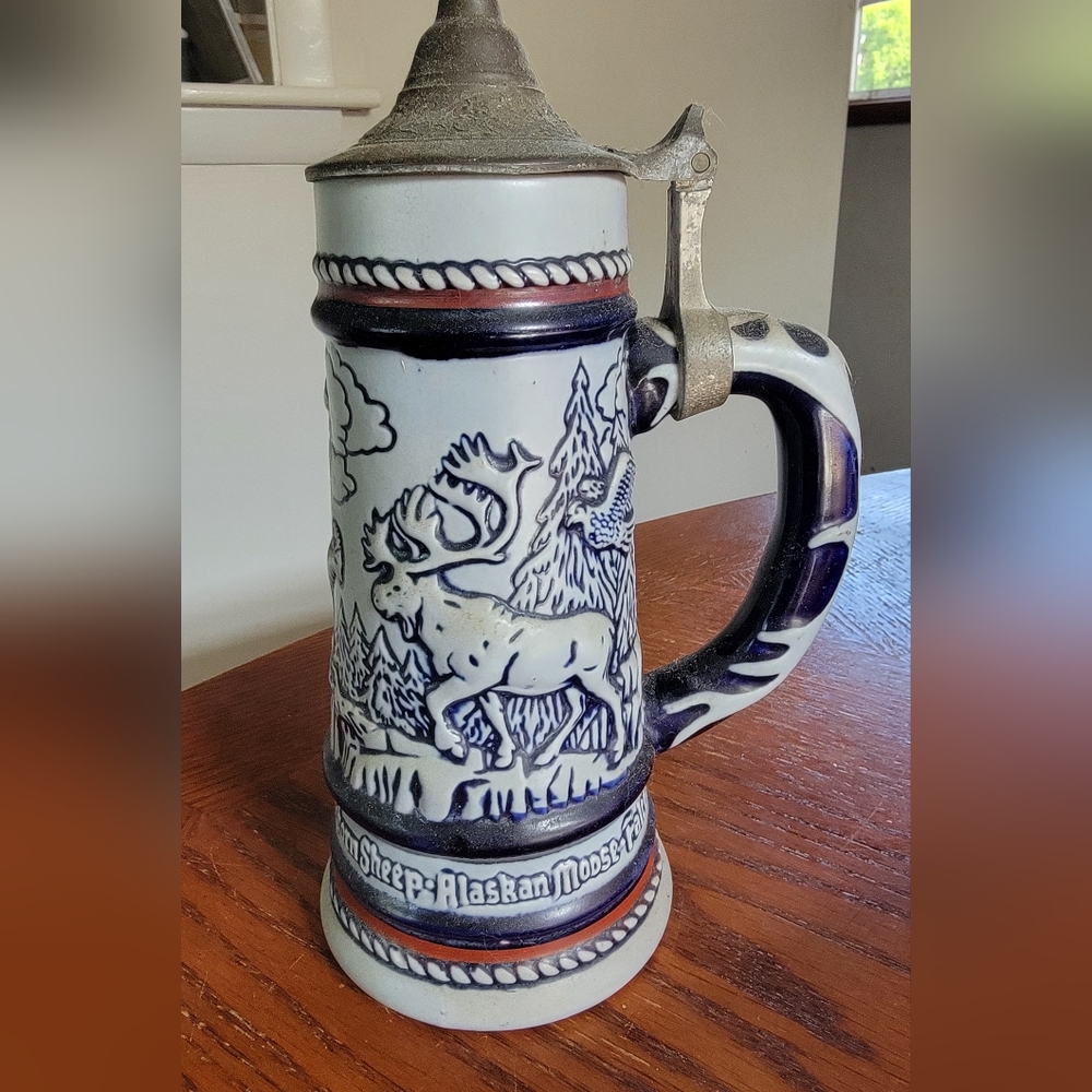 Vintage 1976 Brazilian handmade Moose Stein Mug from Avon.